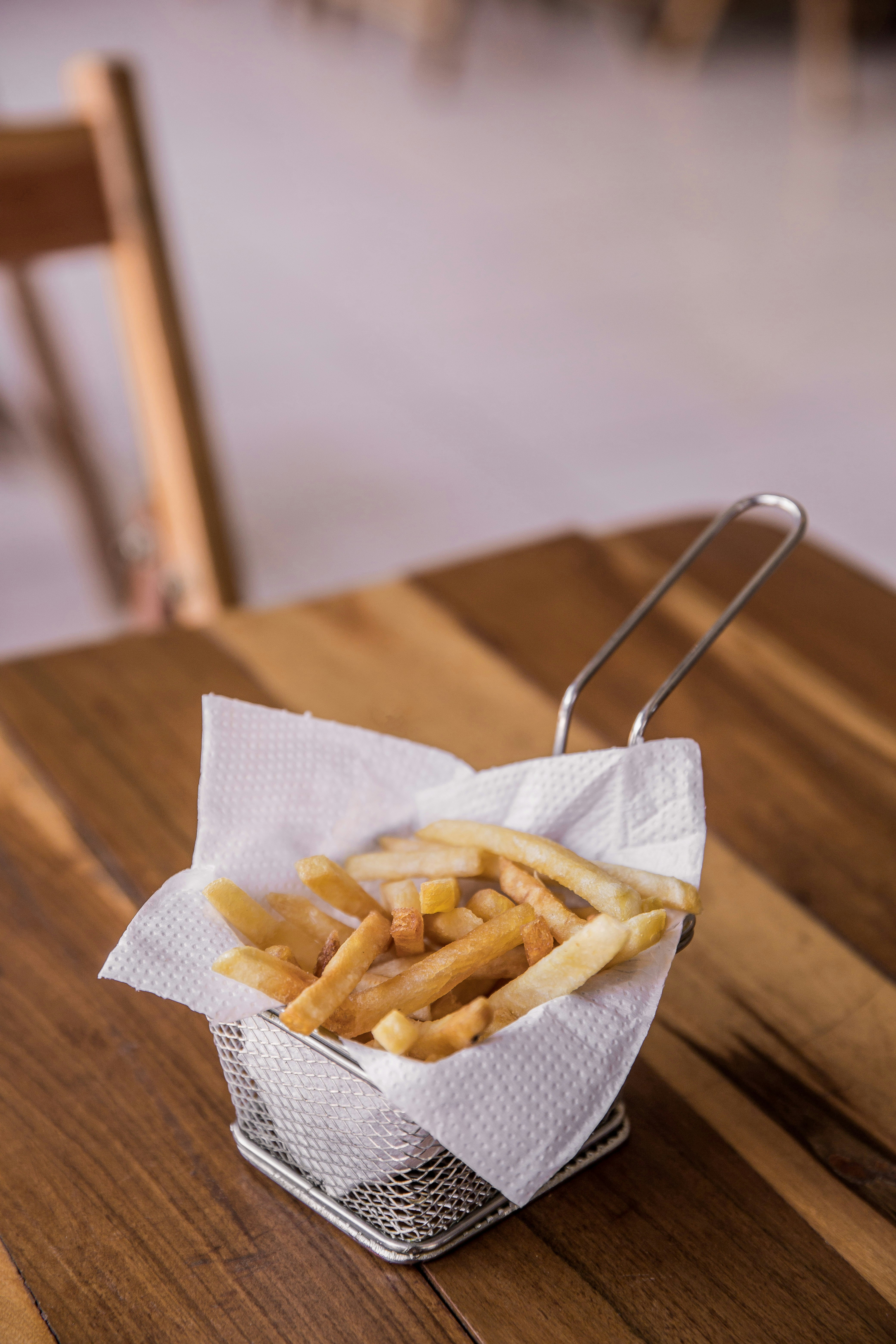 basket of fries on a table